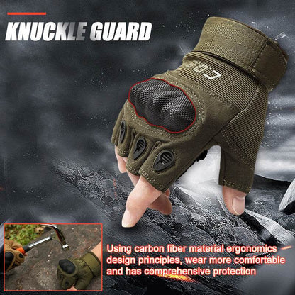 Tactical Gloves Army Military Men Gym Fitness Riding Half Finger Rubber Knuckle Protective Gear Male Tactical Gloves - Here2Save