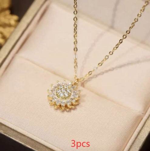 Rotatable Sunflower Necklace Full Of Diamonds - Here2Save