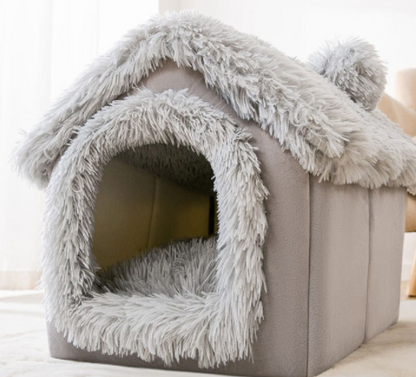 Casa plegable para perros, cama para Gato, Villa para perros de invierno, caseta para dormir, nido extraíble, cueva cerrada cálida, sofá, suministros para mascotas