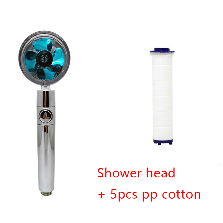 Shower Head Water Saving Flow 360 Degrees Rotating With Small Fan ABS Rain High Pressure Spray Nozzle Bathroom Accessories - Here2Save