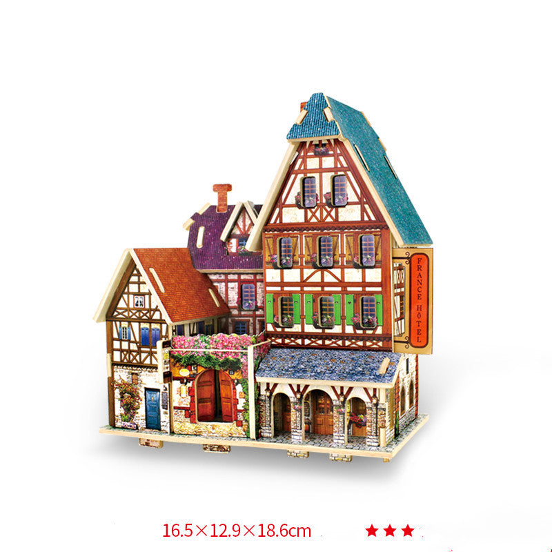 House assembly model 3D wooden three-dimensional puzzle