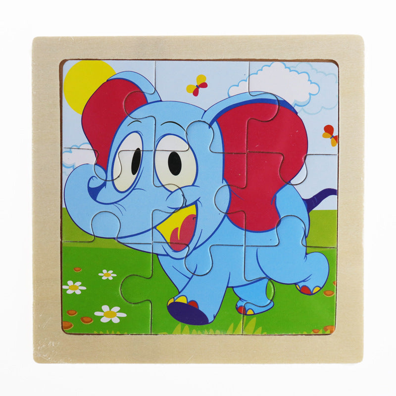 Children cartoon 3D puzzle 9 pieces puzzle animal wooden