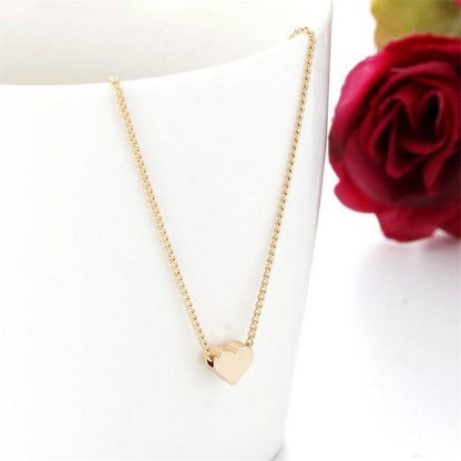 Simple Fashion Gold Color Double-sided Love Pendant Necklaces Clavicle Chains Necklace Women Jewelry Valentines Day Gift - Here2Save