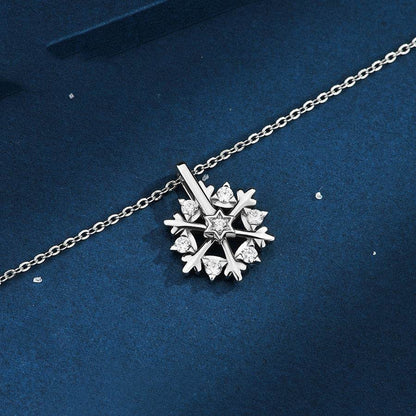 Rotatable 925 Silver Snowflake Necklace Women Luxury Niche Design Shiny Rhinestone Jewelry Autumn And Winter Birthday Gift For Friends - Here2Save