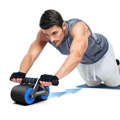 Double Wheel Abdominal Exerciser Women Men Automatic Rebound Ab Wheel Roller Waist Trainer Gym Sports Home Exercise Devices - Here2Save