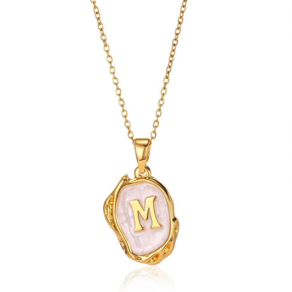 Simple 26 Letters Drop Oil Three-dimensional Necklace - Here2Save