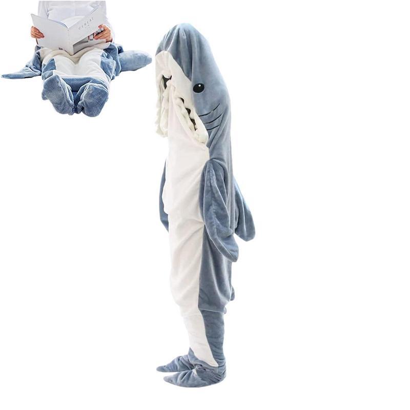 Cartoon Shark Sleeping Bag Pajamas Office Nap Shark Blanket Karakal High Quality Fabric Mermaid Shawl Blanket For Children