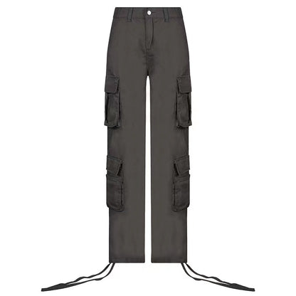 Pantalones de hip-hop callejero con bolsillos Monos de cintura baja Pantalones cargo casuales de moda