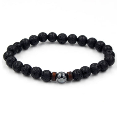 Personality Men's Black Volcanic Stone Bracelet - Here2Save