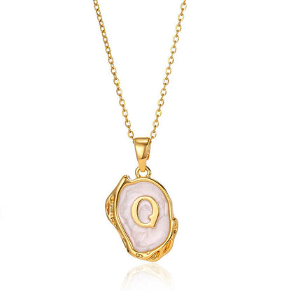 Simple 26 Letters Drop Oil Three-dimensional Necklace - Here2Save