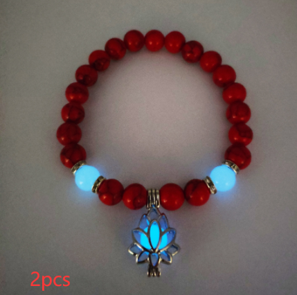 Energy Luminous Lotus Natural Stone Bracelet Yoga Healing Luminous Glow In The Dark Charm Beads Bracelet For Men Women Prayer Buddhism - Here2Save