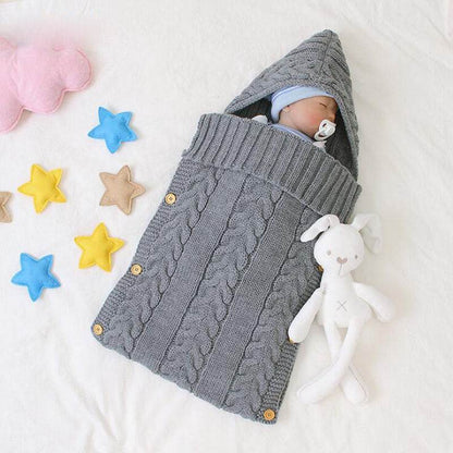 New Autumn Winter Newborn Baby Boy Girl Knit Sleeping Bag Clothes Infant Baby Pure Color Hold Blanket - Here2Save