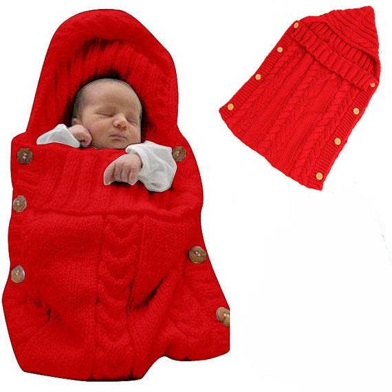 New Autumn Winter Newborn Baby Boy Girl Knit Sleeping Bag Clothes Infant Baby Pure Color Hold Blanket - Here2Save