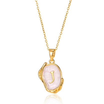 Simple 26 Letters Drop Oil Three-dimensional Necklace - Here2Save