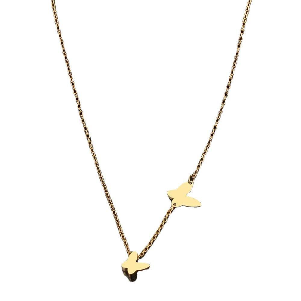 Stainless Steel Butterfly Pendant Sweet Temperamental All-match Niche Design Necklace - Here2Save