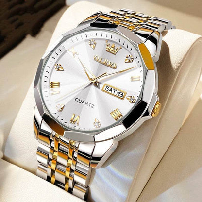 Roman Scale Double Calendar Quartz Watch Waterproof - Here2Save