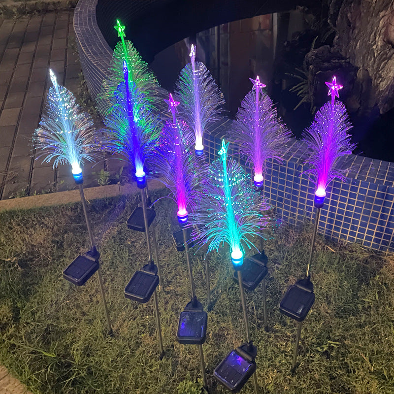 Luz solar de Navidad con pentagrama de fibra óptica para exteriores