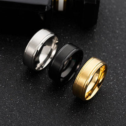 Mens Wedding Rings Black Sliver Gold Pure 8MM Rings - Here2Save