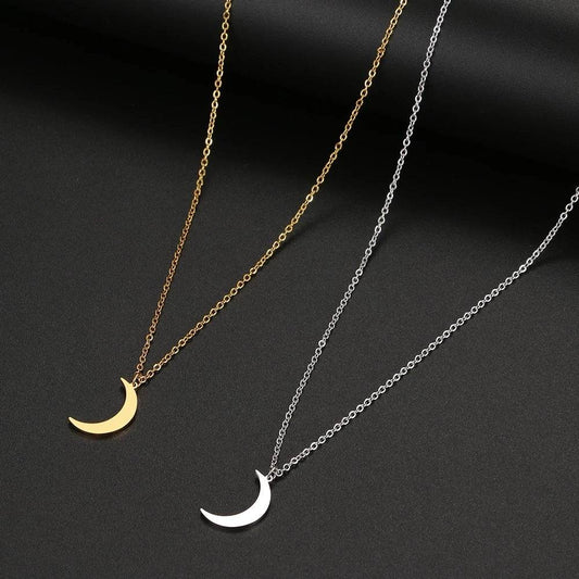 Women's Fashion Simple Stainless Steel Moon Pendant Necklace - Here2Save