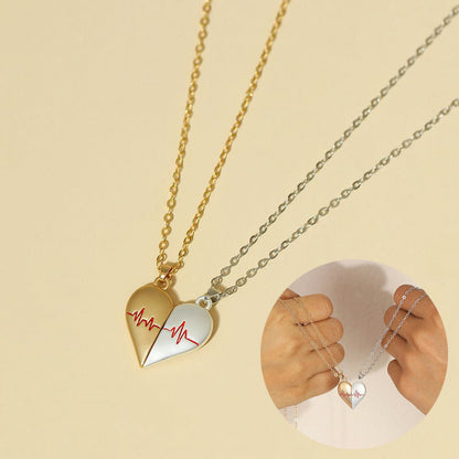 Heartbeat Magnetic Heart Necklace Love Couple Jewelry