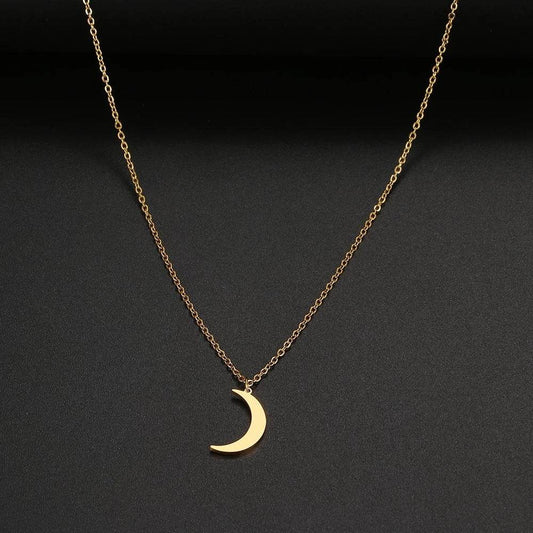 Women's Fashion Simple Stainless Steel Moon Pendant Necklace - Here2Save