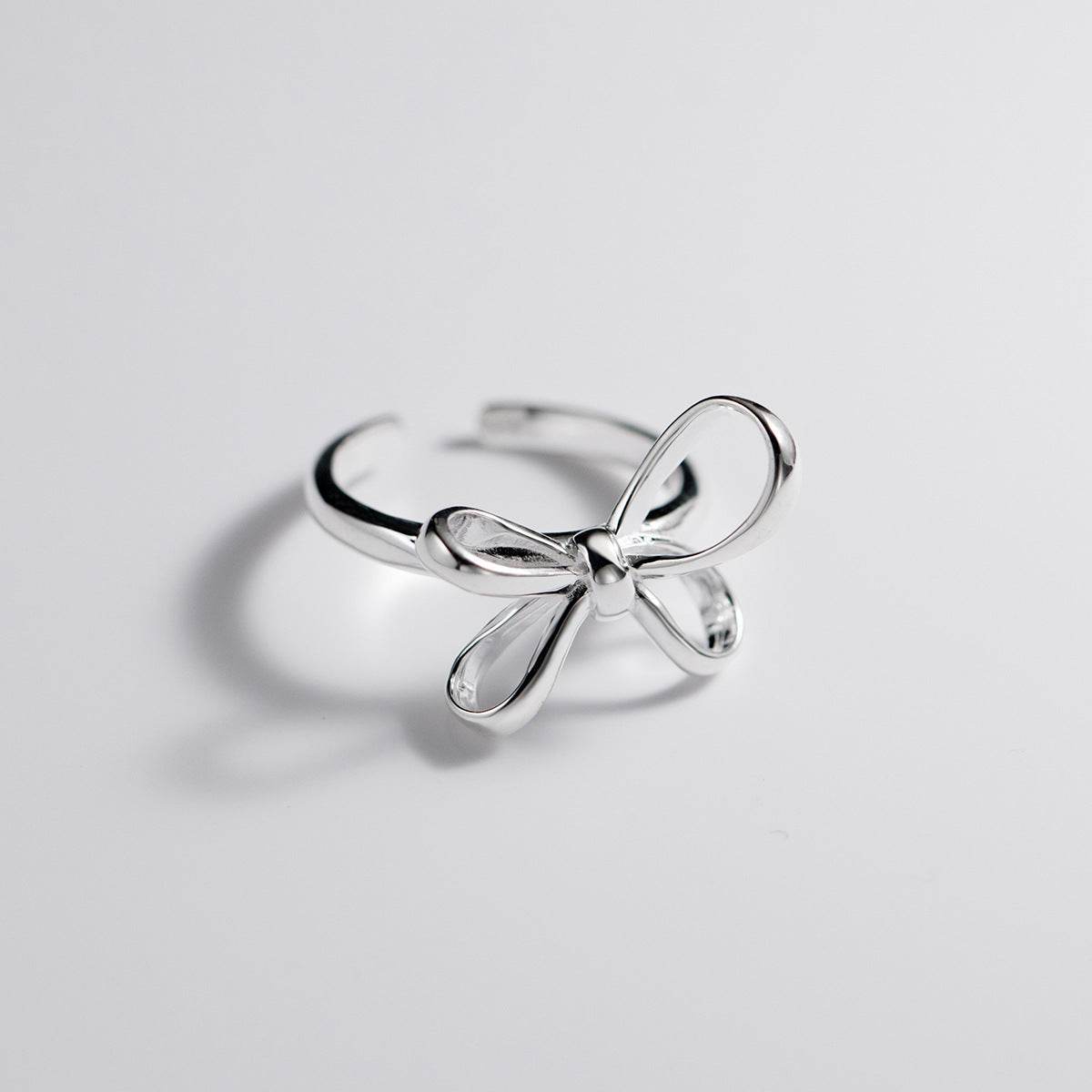 S925 Silver Bow Ring Fashionable Simple Line Women's Jewelry - Here2Save