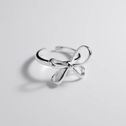 S925 Silver Bow Ring Fashionable Simple Line Women's Jewelry - Here2Save