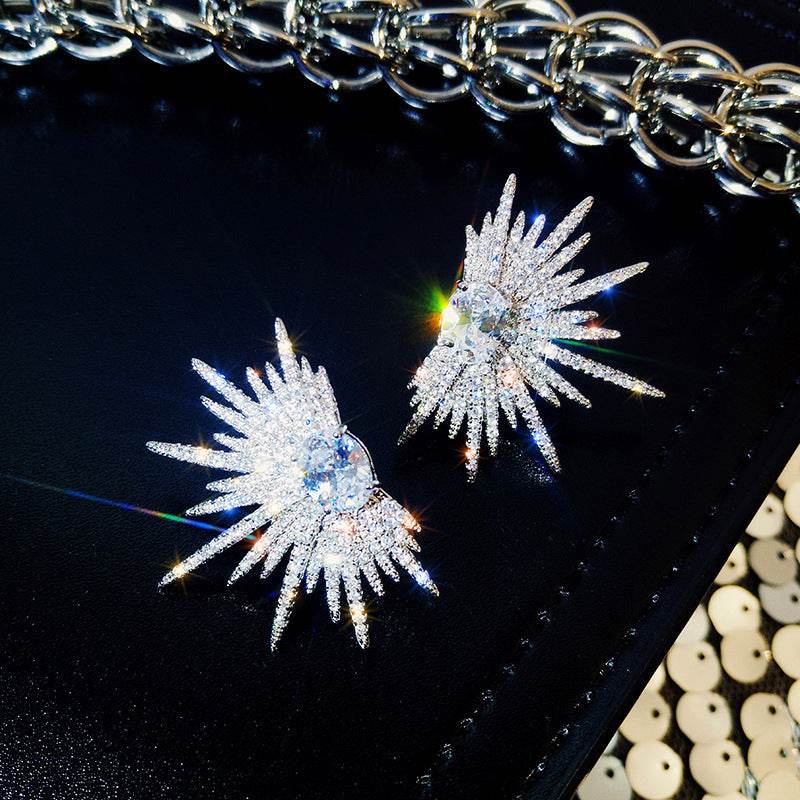 Silver Needle Luxury Net Red Tide Zircon Stud Earrings Atmospheric Fashion - Here2Save