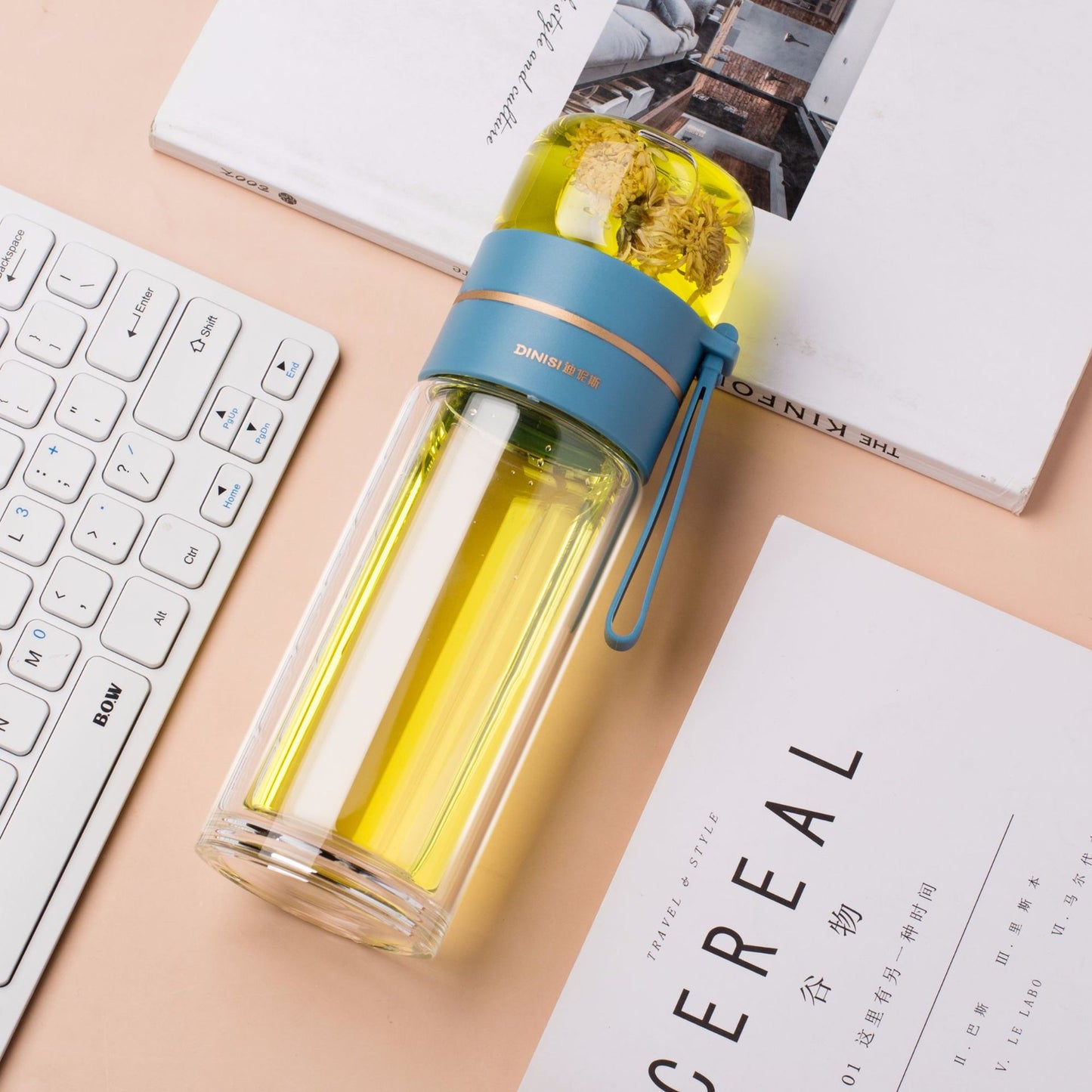 Glass Water Bottle With Tea Infuser Filter Tea Separation Double Wall Glass Bottle Leakproof Water Bottle - Here2Save