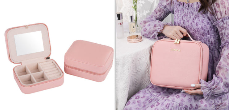 Smart LED Cosmetic Case With Mirror Cosmetic Bag Large Capacity Fashion Portable Storage Bag Travel Makeup Bags - Here2Save