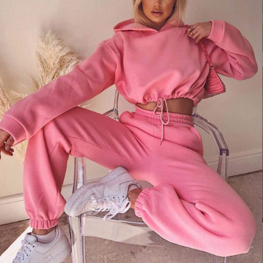 Jogging Suits For Women 2 Piece Sweatsuits Tracksuits Sexy Long Sleeve HoodieCasual Fitness Sportswear - Here2Save