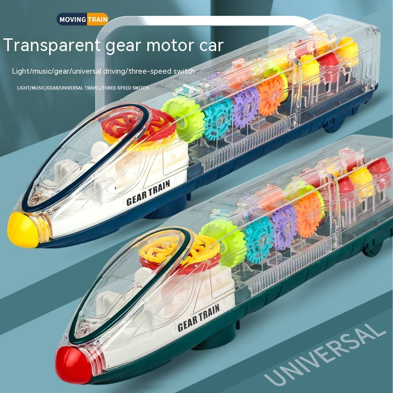 Transparent Gear Motor Car CRH Harmony Electric Universal Light Children's Educational Toys