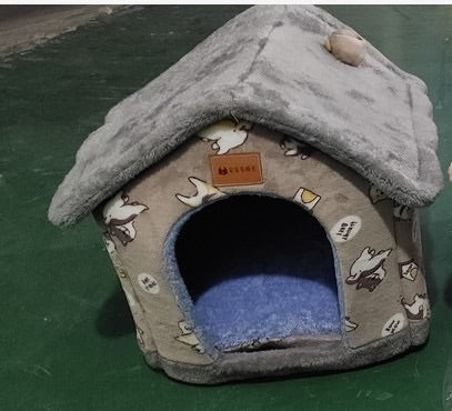 Casa plegable para perros, cama para Gato, Villa para perros de invierno, caseta para dormir, nido extraíble, cueva cerrada cálida, sofá, suministros para mascotas