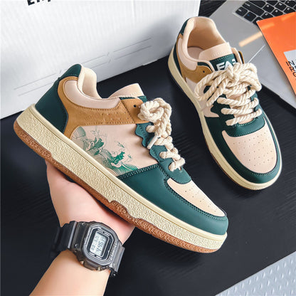 Lace-up Casual Shoes Men Soft Thick Sole Fashion Comfortable Breathable Flats Sneakers Student Platform Outdoor Walking Shoes - Here2Save