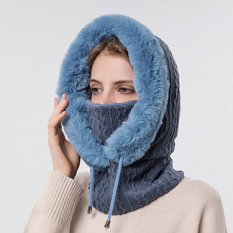 Winter Thick Plush Hat With Scarf Windproof Warm Knit Hats Hooded For Women - Here2Save