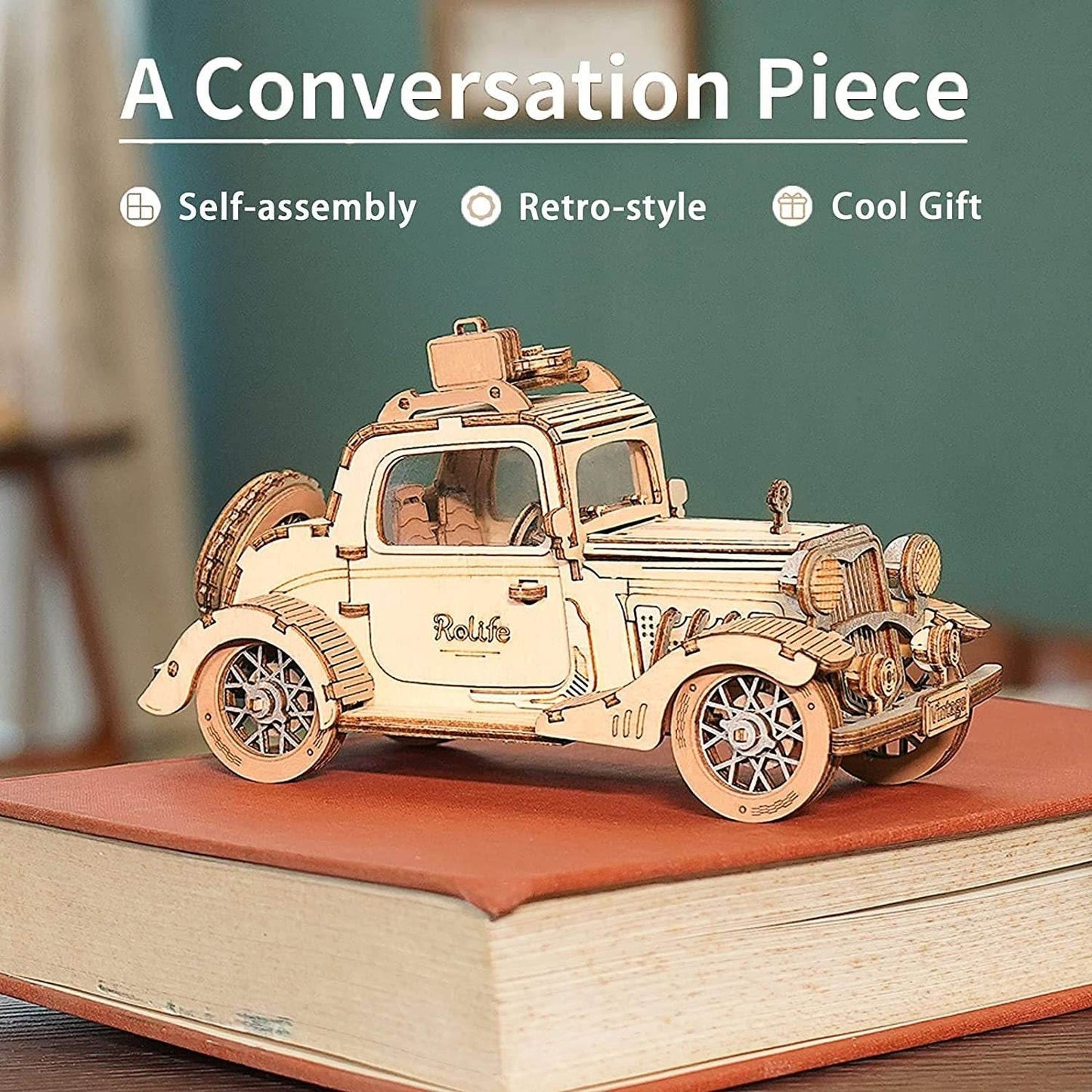 Robotime Rolife Vintage Car Model 3D Wooden Puzzle Toys For Chilidren Kids - Here2Save