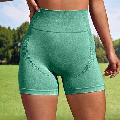 Mallas deportivas cortas sin costuras para mujer, mallas elásticas de cintura alta, sólidas, para Yoga, entrenamiento en gimnasio, pantalones para correr