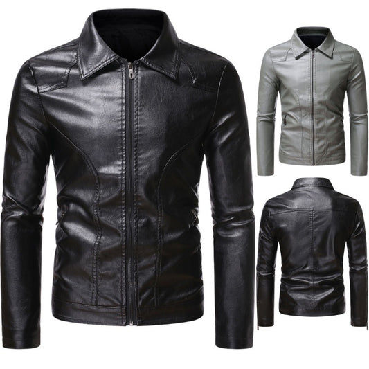 Men's Casual Slim-fit Leather Coat