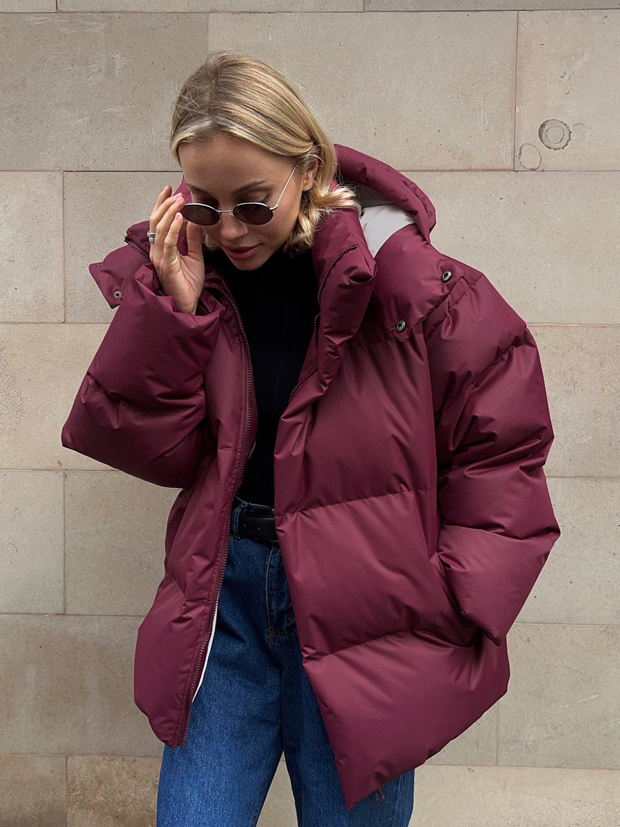 Abrigo de moda con capucha extraíble Chaqueta de algodón invierno cálido a prueba de viento Chaqueta de algodón suelta Parka suelta ropa de abrigo