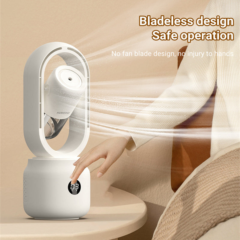 Summer Water Cooled Spray Mist Electric Fan USB Rechargeable Portable Wireless Air Humidifier Bladeless Ventilator Table Fan - Here2Save