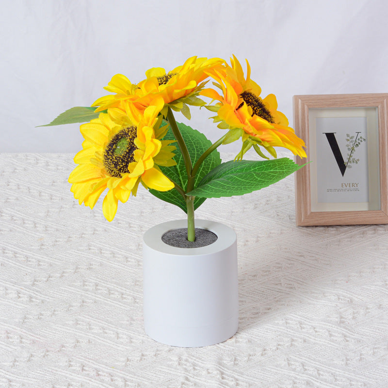 Rechargeable Sunflower Led Simulation Night Light Table Lamp Simulation Flowers Decorative Desk Lamp For Resturaunt Hotel Wedding Gift - Here2Save