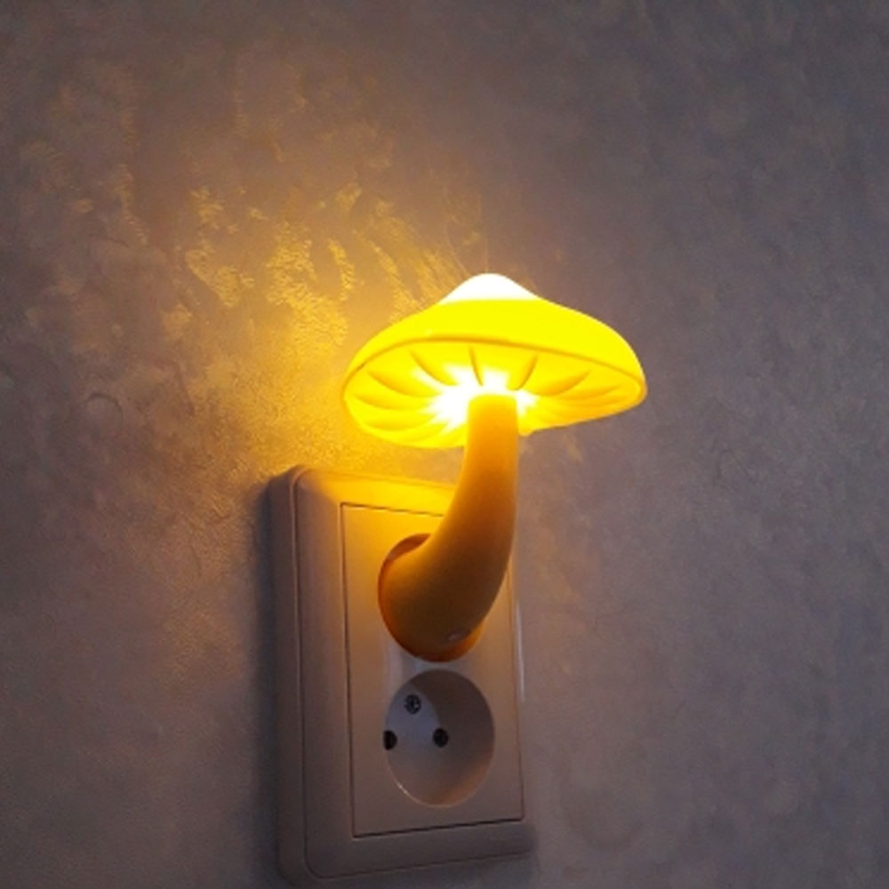 Luz LED nocturna con forma de seta, lámpara con enchufe para UE y EE. UU., luz blanca cálida, Sensor de control, luz para dormitorio, decoración del hogar