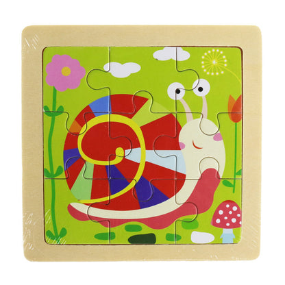 Children cartoon 3D puzzle 9 pieces puzzle animal wooden