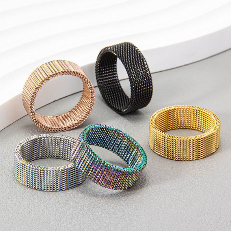 Titanium Steel Woven Mesh Deformation Ring - Here2Save
