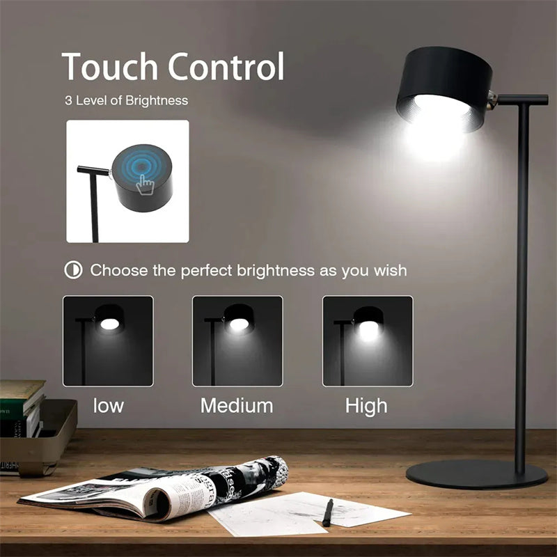 Lámpara de mesa LED táctil magnética, recargable por USB, rotación 360, Control remoto inalámbrico, luces de escritorio, lámpara de noche de pared del dormitorio para el hogar