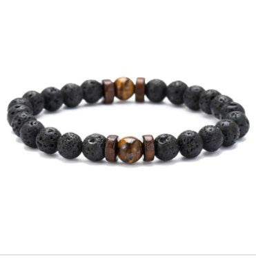 Personality Men's Black Volcanic Stone Bracelet - Here2Save