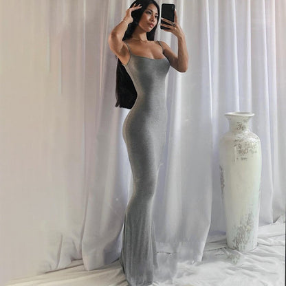 Women's Shapewear Dress Jumpsuit Tummy Tuck Lift Corset Open Crotch Suspender Tight Long Skirt Chest Pad Bodysuit Dress