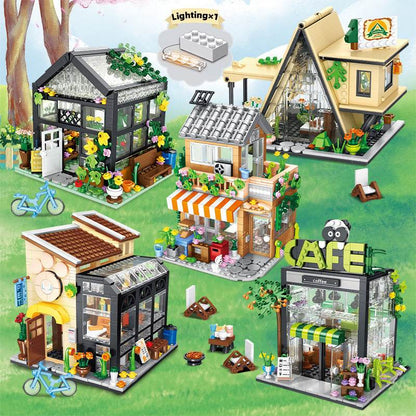 Street View Building Florist Coffee Shop Granular Pieced Blocks Toys - Here2Save