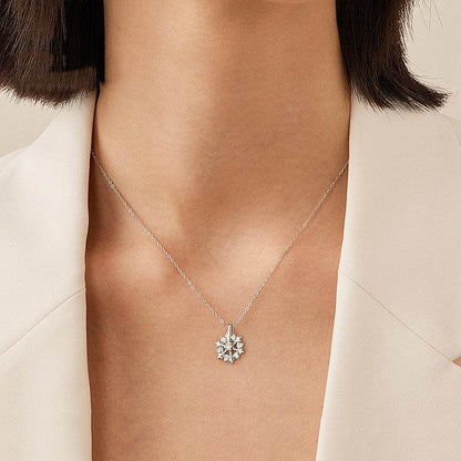 Rotatable 925 Silver Snowflake Necklace Women Luxury Niche Design Shiny Rhinestone Jewelry Autumn And Winter Birthday Gift For Friends - Here2Save
