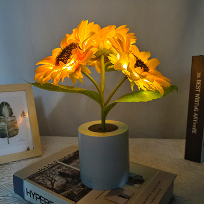 Rechargeable Sunflower Led Simulation Night Light Table Lamp Simulation Flowers Decorative Desk Lamp For Resturaunt Hotel Wedding Gift - Here2Save